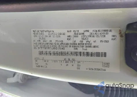 2018 Ford F-250 Xlt из США, поврежденный, VIN 1FT7W2BT0JEC13342